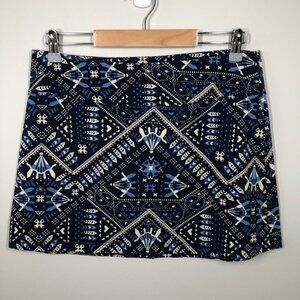 PATAGONIA Blue & Cream Pattern Mini‎ Skirt  Size Medium